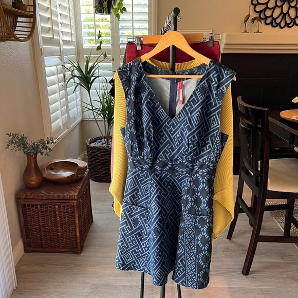 Plenty by Tracy Reese Dress Womens Size 8 Diamond Tribal Sleeveless Denim Funky - Picture 16 of 16